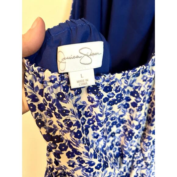 Jessica Simpson Maxi Dress Multicolor Floral Print Halter Sleeveless Size L - Picture 3 of 9